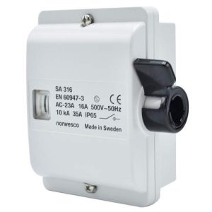 Norwesco werkschakelaar 3-polig 16A IP65 (M20) exclusief wartels